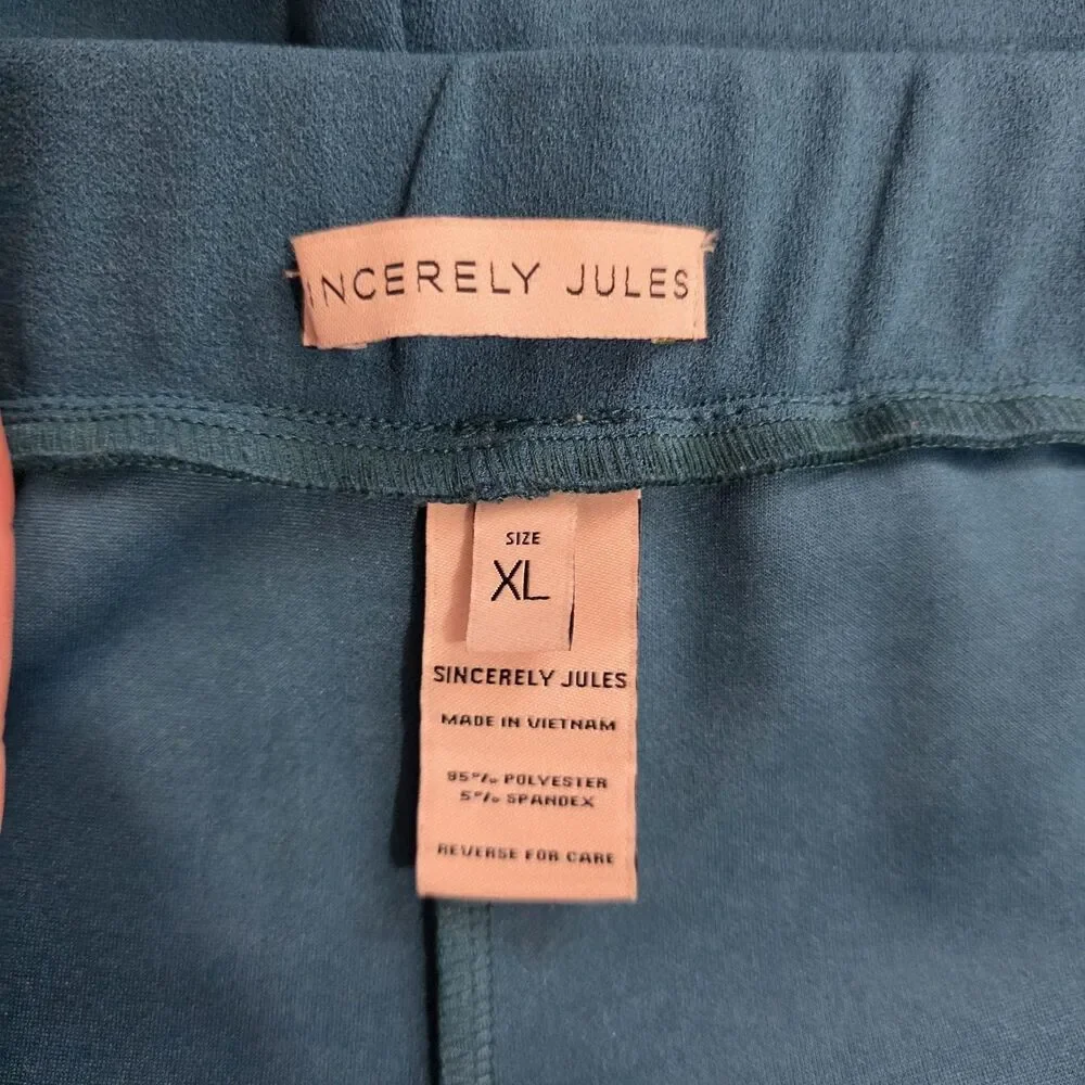 Sincerely‎ Jules Teal High Waisted Shorts XL Cuffed Hem Casual Stretch Pull On